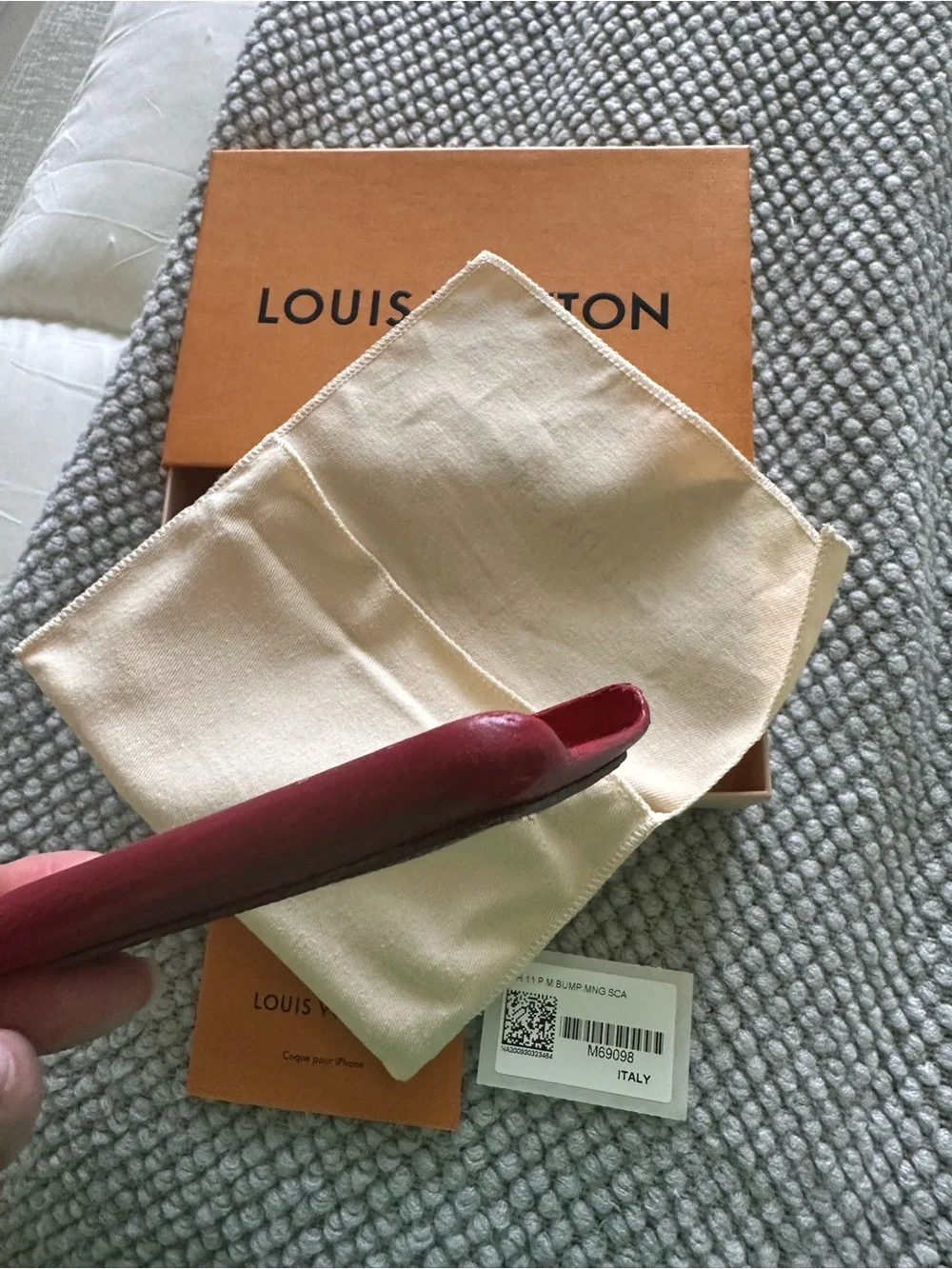 Louis Vuitton Red Leather iPhone Case with Monogram Card Pocket